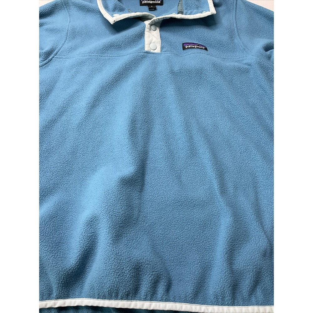 Patagonia Pullover Snap-T Women Sz M Fleece Sweater Long Sleeve Aqua Blue - Picture 6 of 7